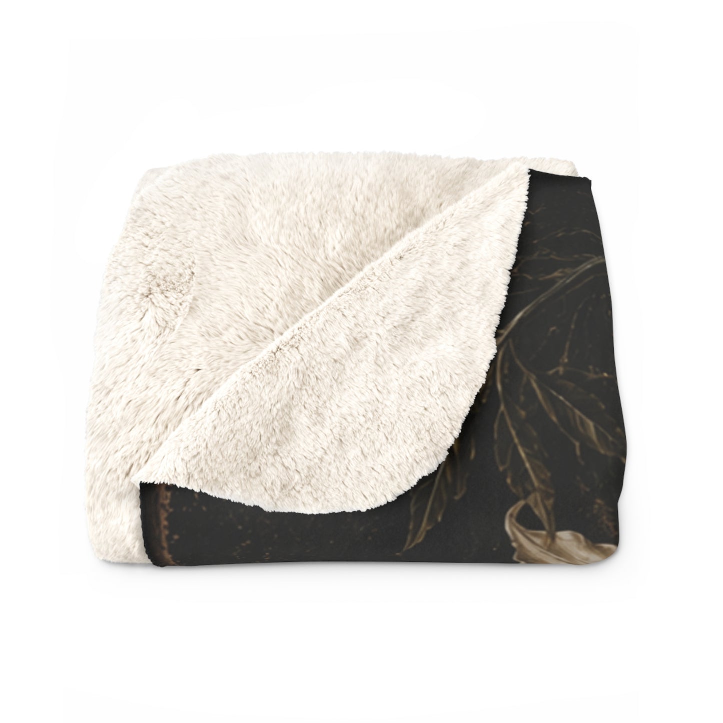 Sherpa Blanket — Dark Vintage Floral Bouquet Plush Throw