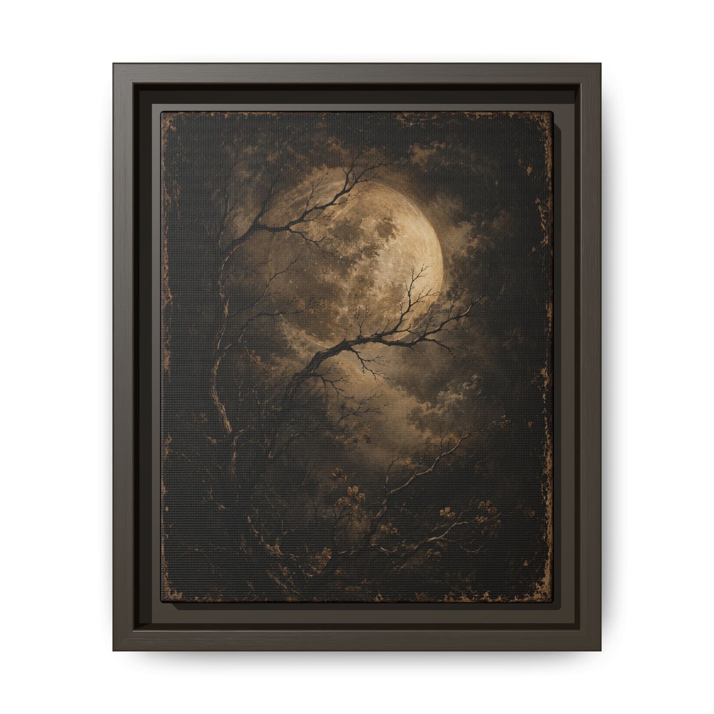 Framed Matte Canvas - Moonlit Forest Art Print