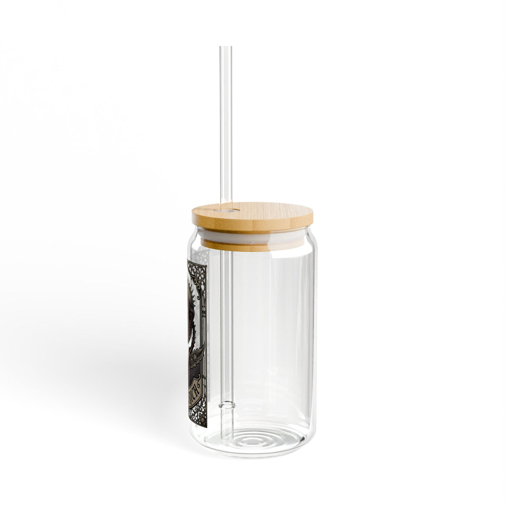Eat the Rich Glass Can | Gothic Venus Flytrap Iced Coffee Cup with Bamboo Lid and Straw | Carnivorous Plant Glass