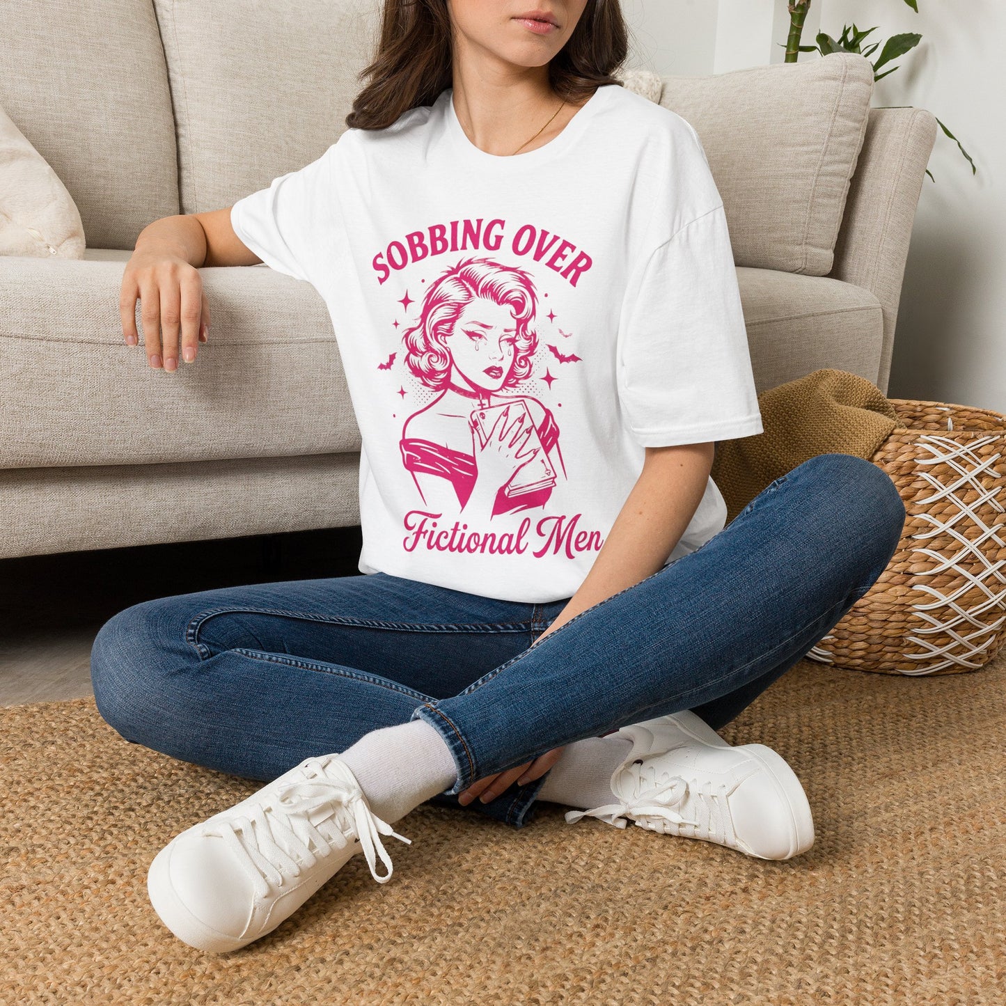 T-Shirt — "Sobbing Over Fictional Men" Retro Pop Art Tee