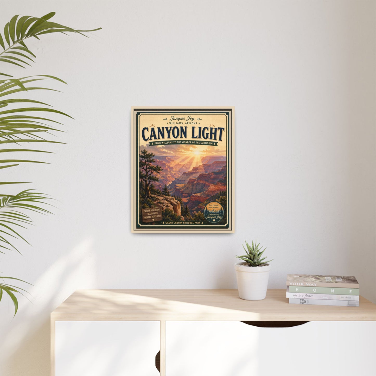 Canyon Light Framed Canvas Art — Vintage National Park Travel Poster