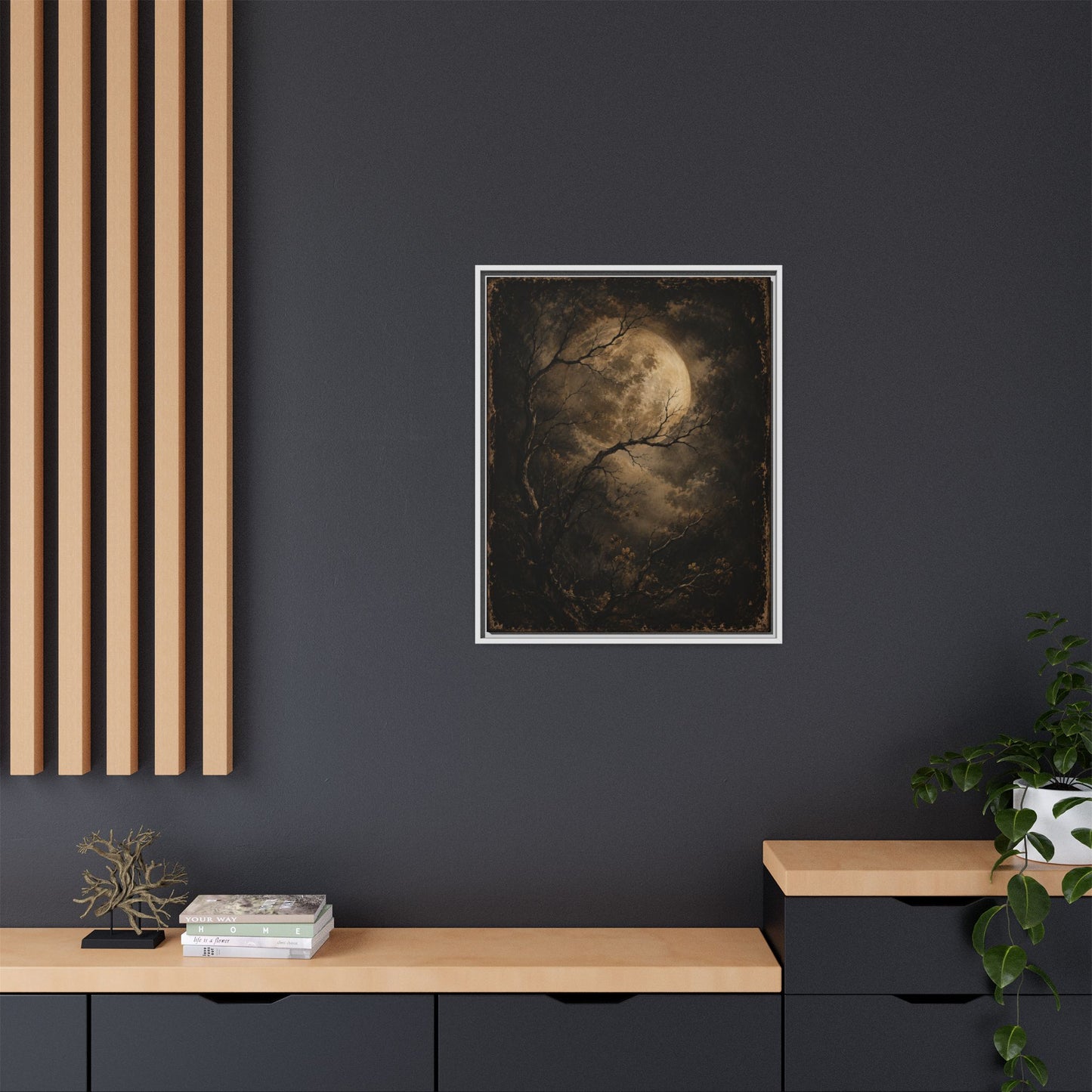Framed Matte Canvas - Moonlit Forest Art Print