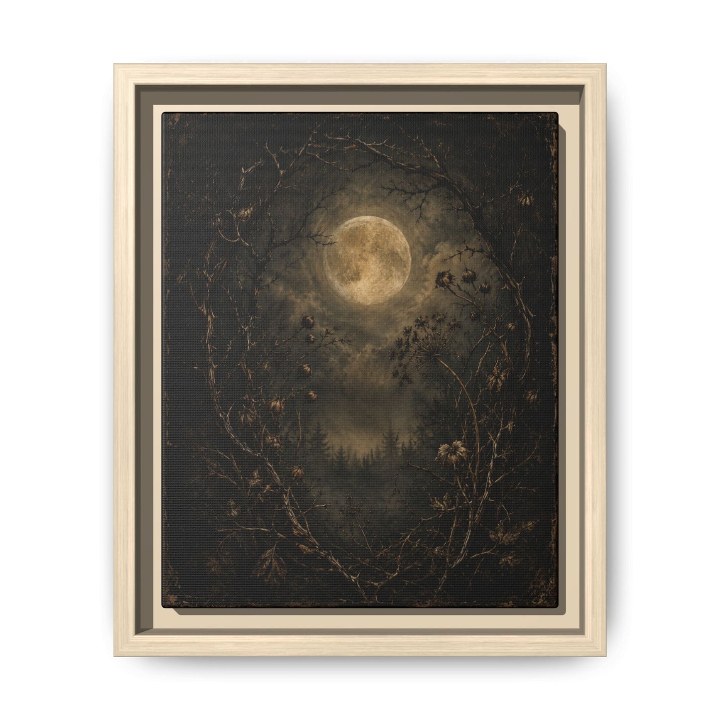 Moonlit Forest Matte Framed Canvas