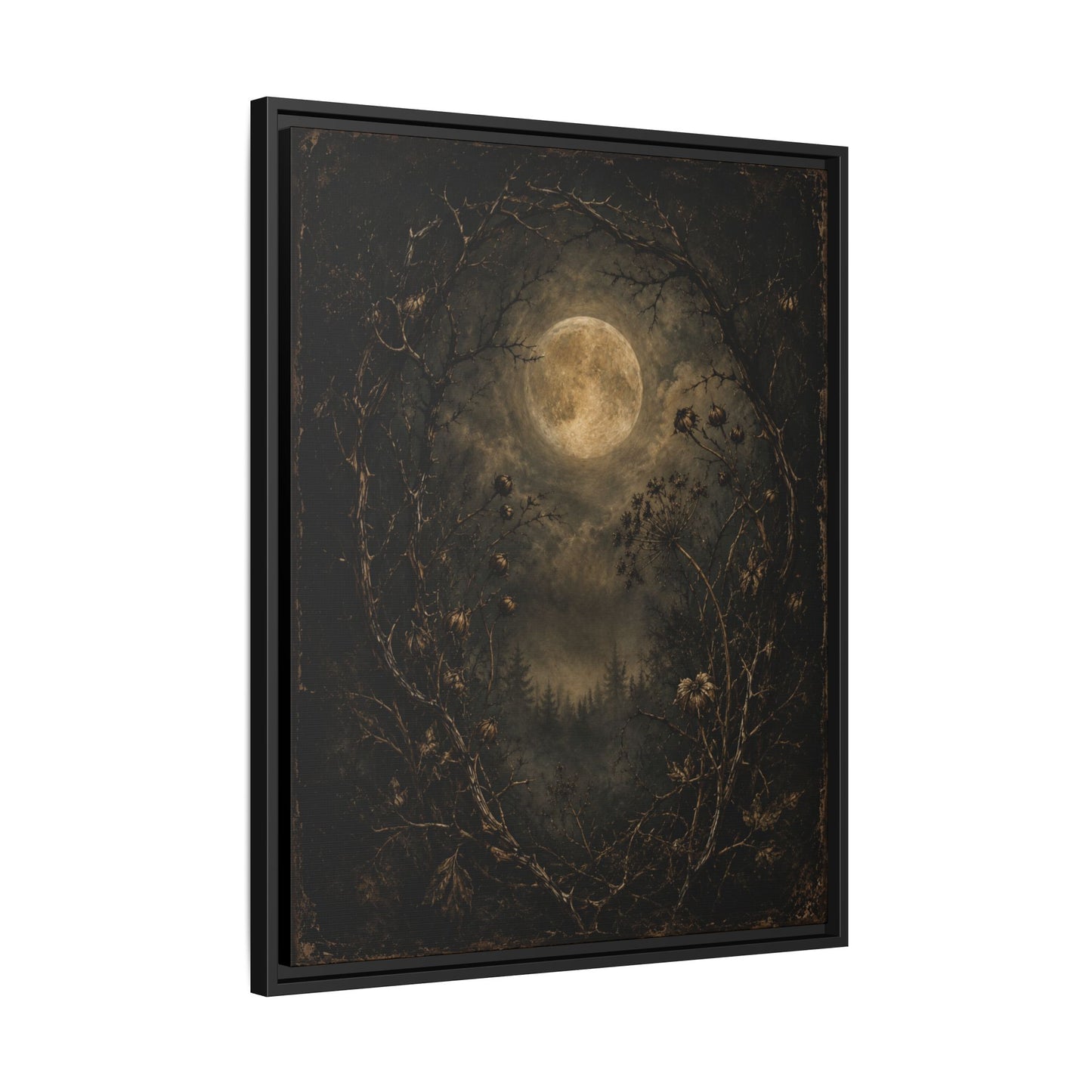 Moonlit Forest Matte Framed Canvas