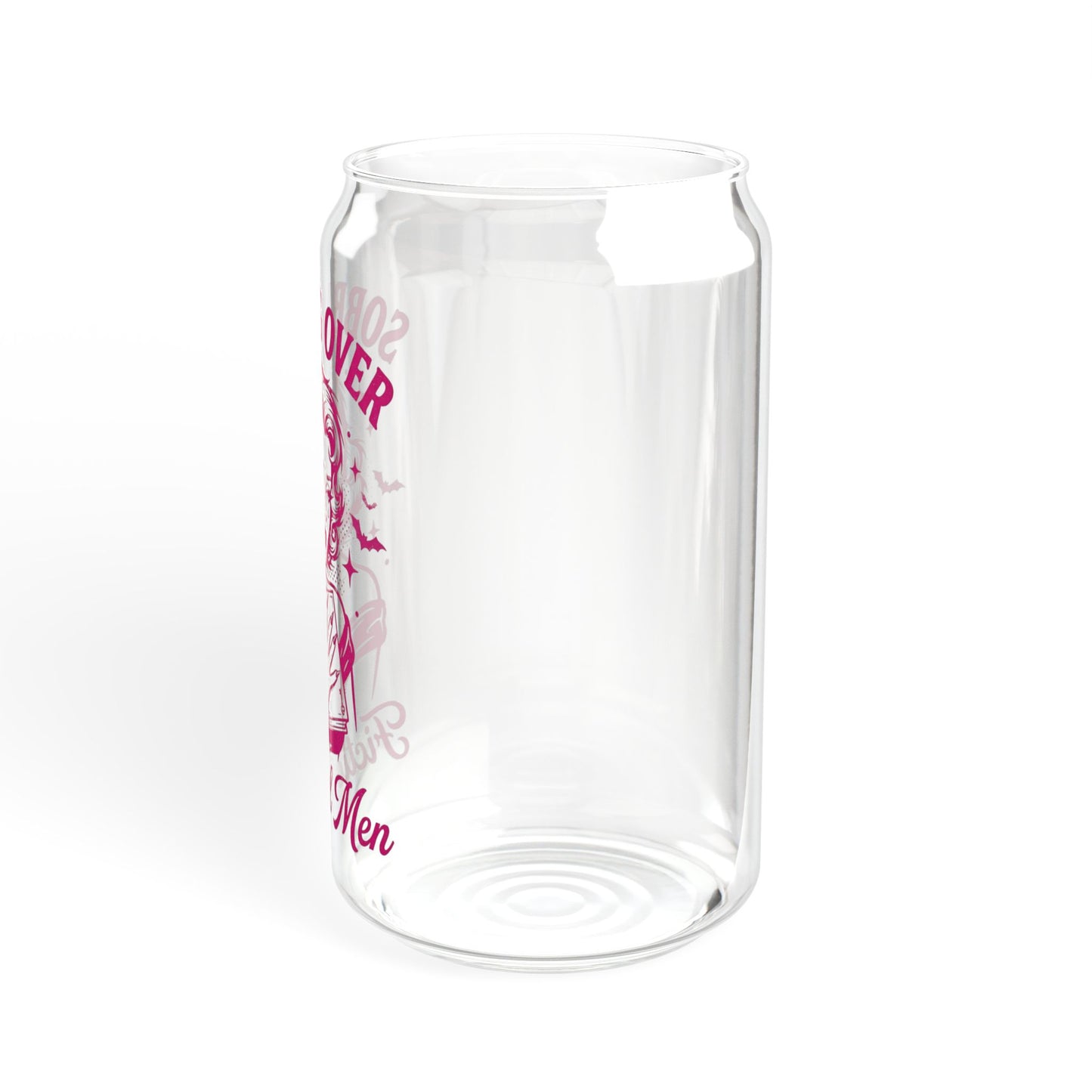 Sipper Glass — “Sobbing Over Fictional Men” 16oz Clear Drinking Jar