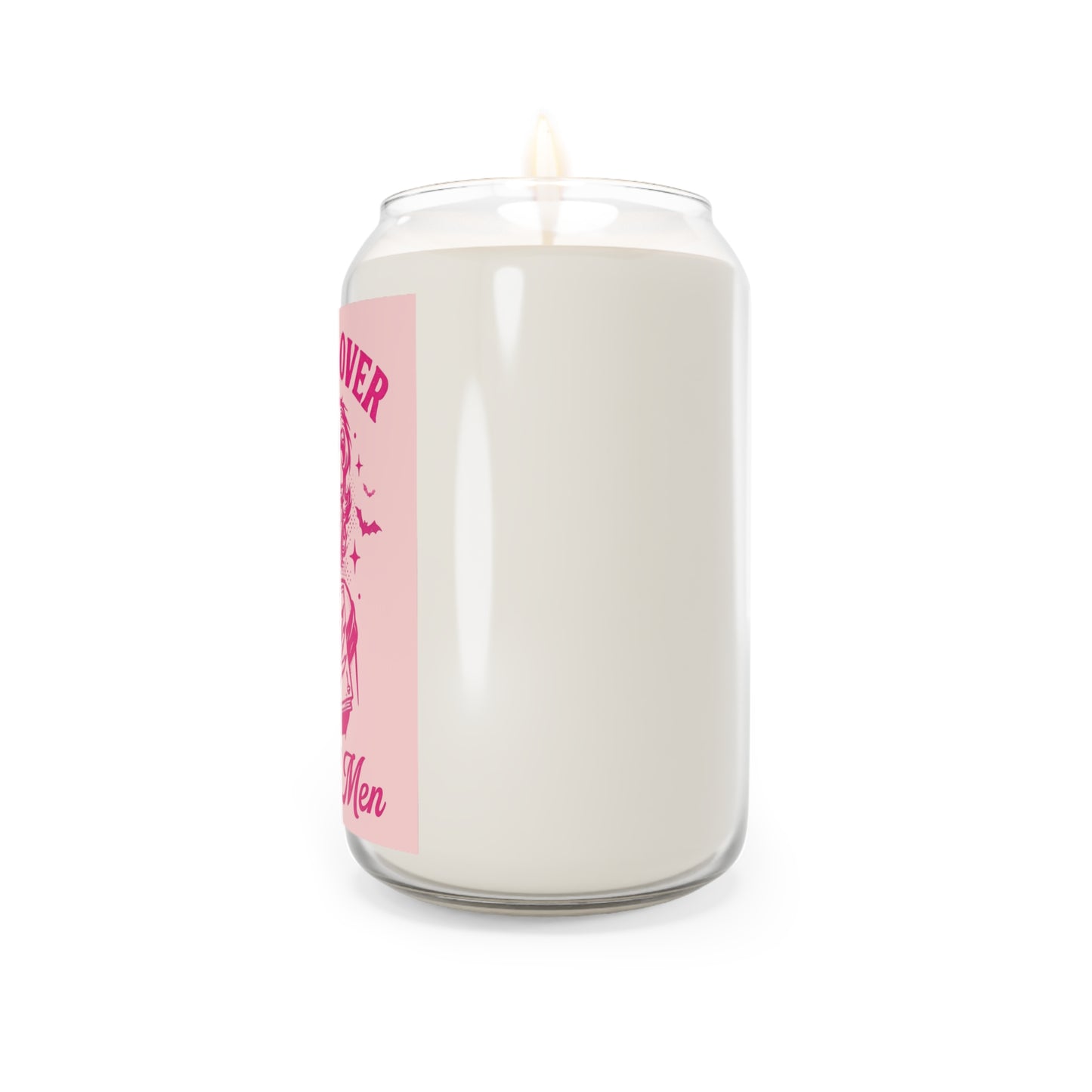 Scented Soy Candle — "Sobbing Over Fictional Men" Pink Retro Design, 13.75 oz