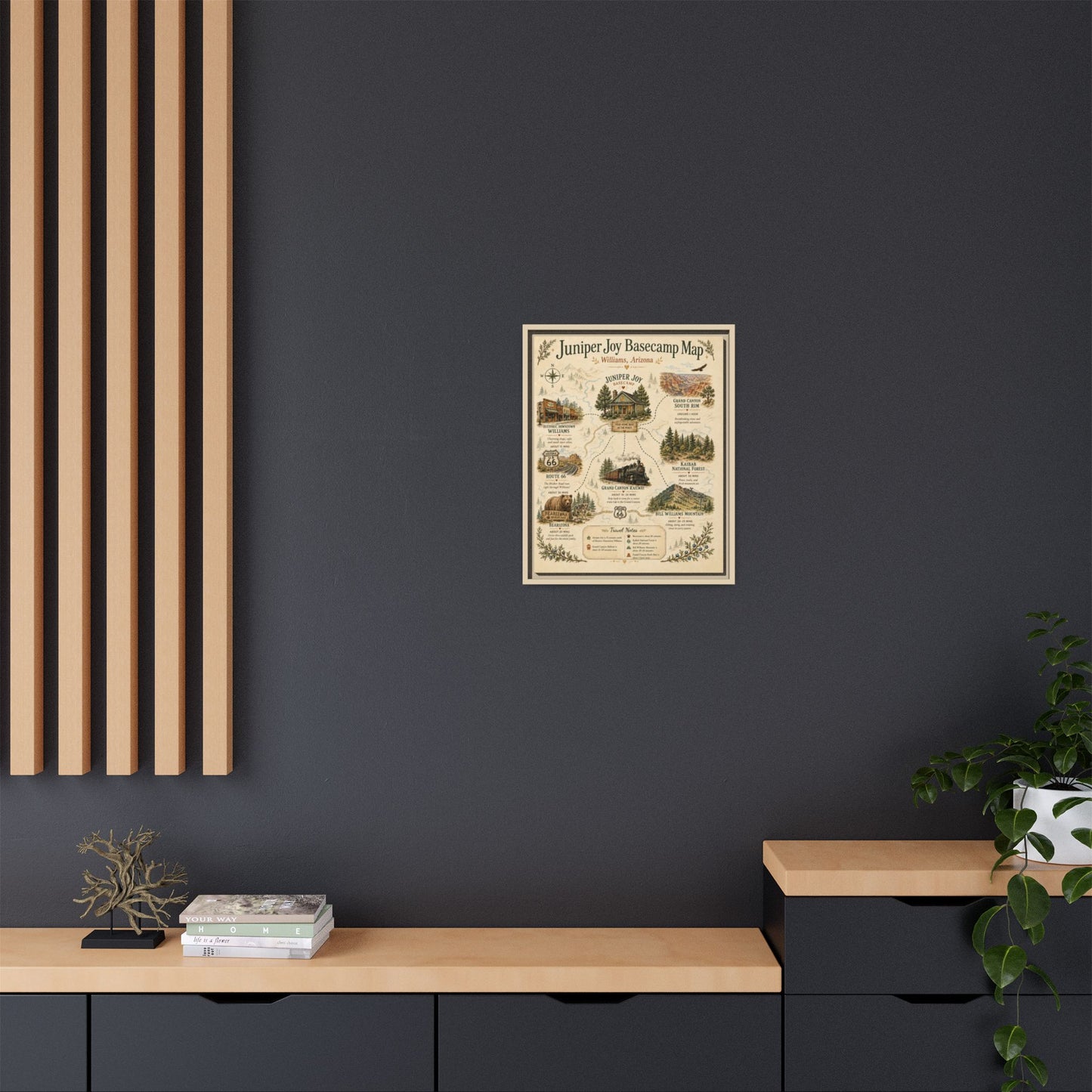 Juniper Joy Basecamp Map Framed Canvas Print