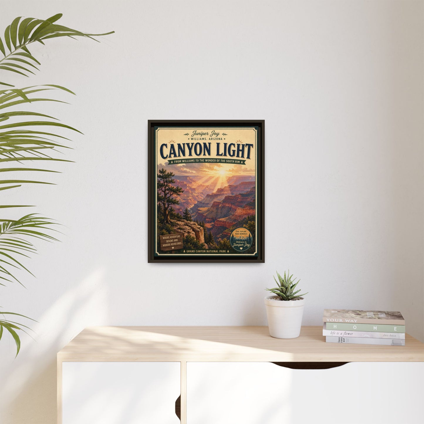 Canyon Light Framed Canvas Art — Vintage National Park Travel Poster