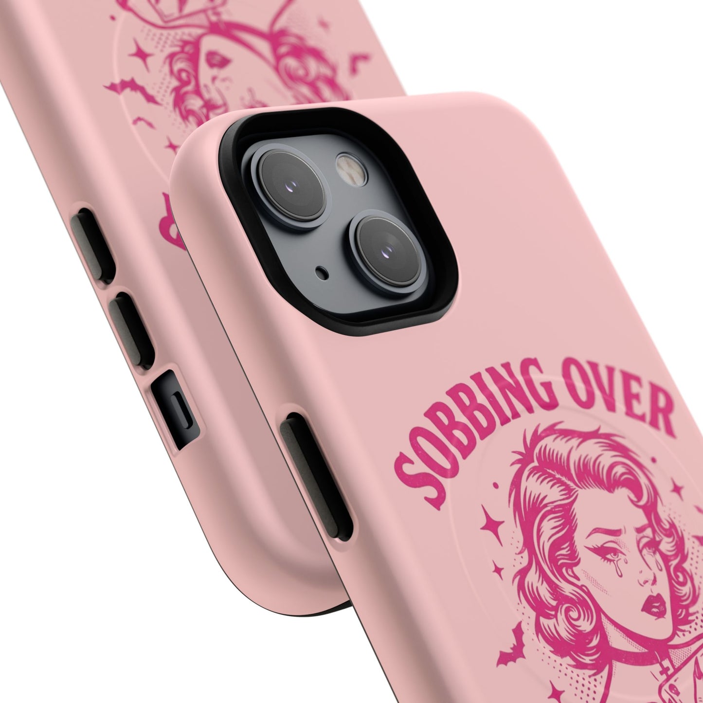 Phone Case — Pink “Sobbing Over Fictional Men” Tough Magnetic Protective Cover