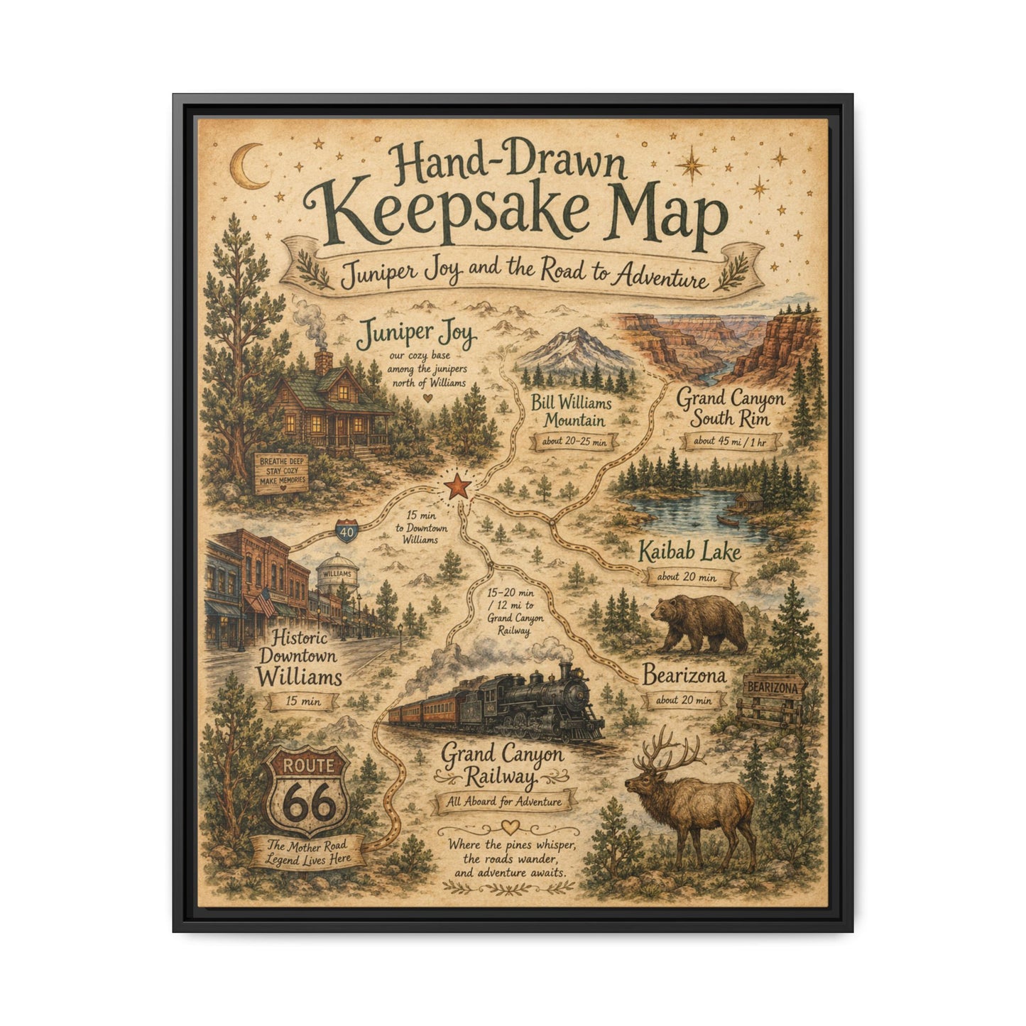 Framed Keepsake Map Matte Canvas Print