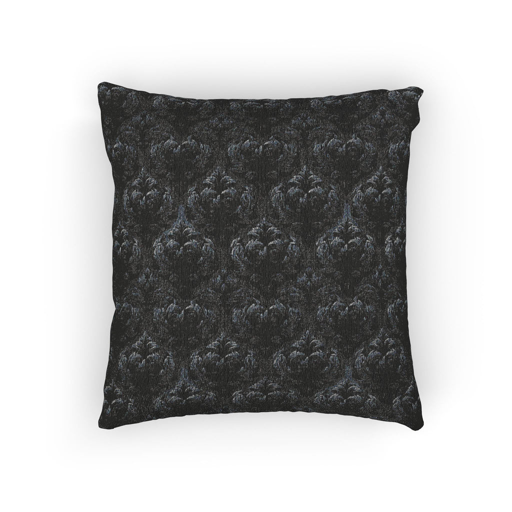 Black Gothic Damask Woven Pillow| Dark Academia Throw Pillow | Victorian Gothic Home Decor | Gothic Couch Pillow | Luxury Cotton Throw