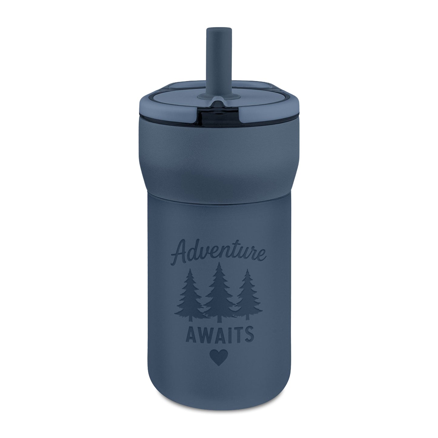 12oz Kids Straw Tumbler — 'Adventure Awaits' Engraved Leakproof Cup