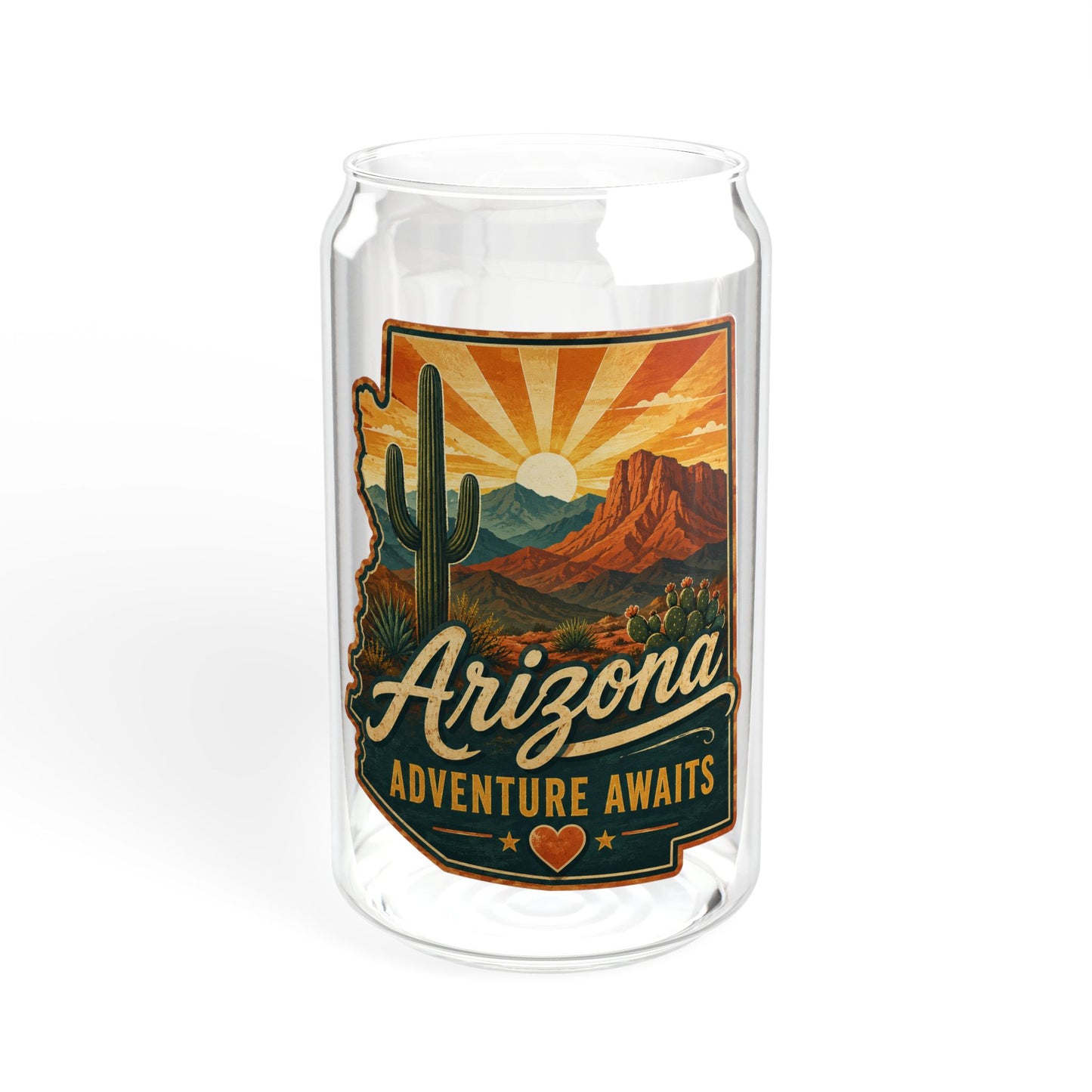 Arizona Sipper Glass - 16oz Travel Tumbler "Adventure Awaits"