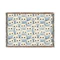 White Cat Woven Blanket — Cute Fluffy Cat Throw for Cat Lovers & Kawaii Cottagecore Decor