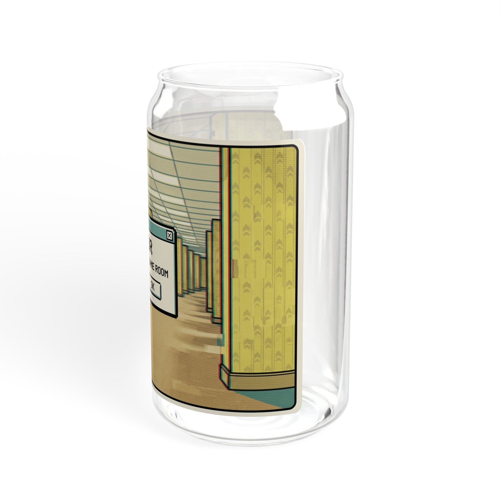 Liminal Space Sipper Glass with Bamboo Lid and  Straw |  Same Room Glass Can | Horror Cup | Weirdcore Iced Coffee Glass