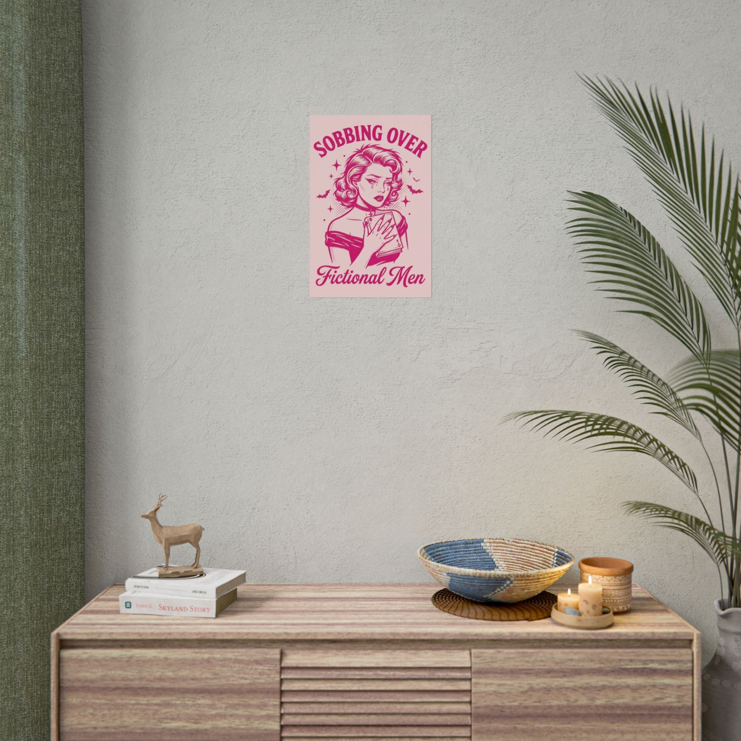 Rolled Poster — Sobbing Over Fictional Men Retro Pop Art Bookish Wall Art