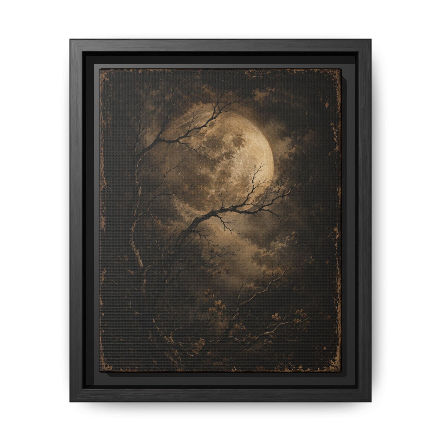 Framed Matte Canvas - Moonlit Forest Art Print