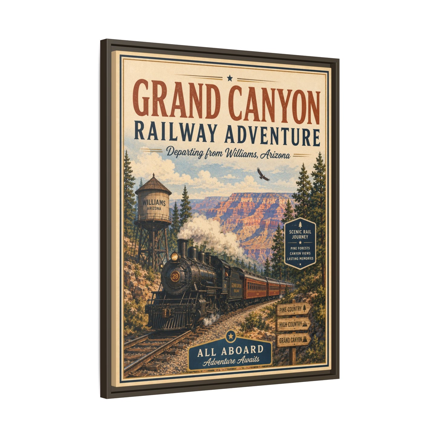 Grand Canyon Railway Adventure Framed Canvas Print