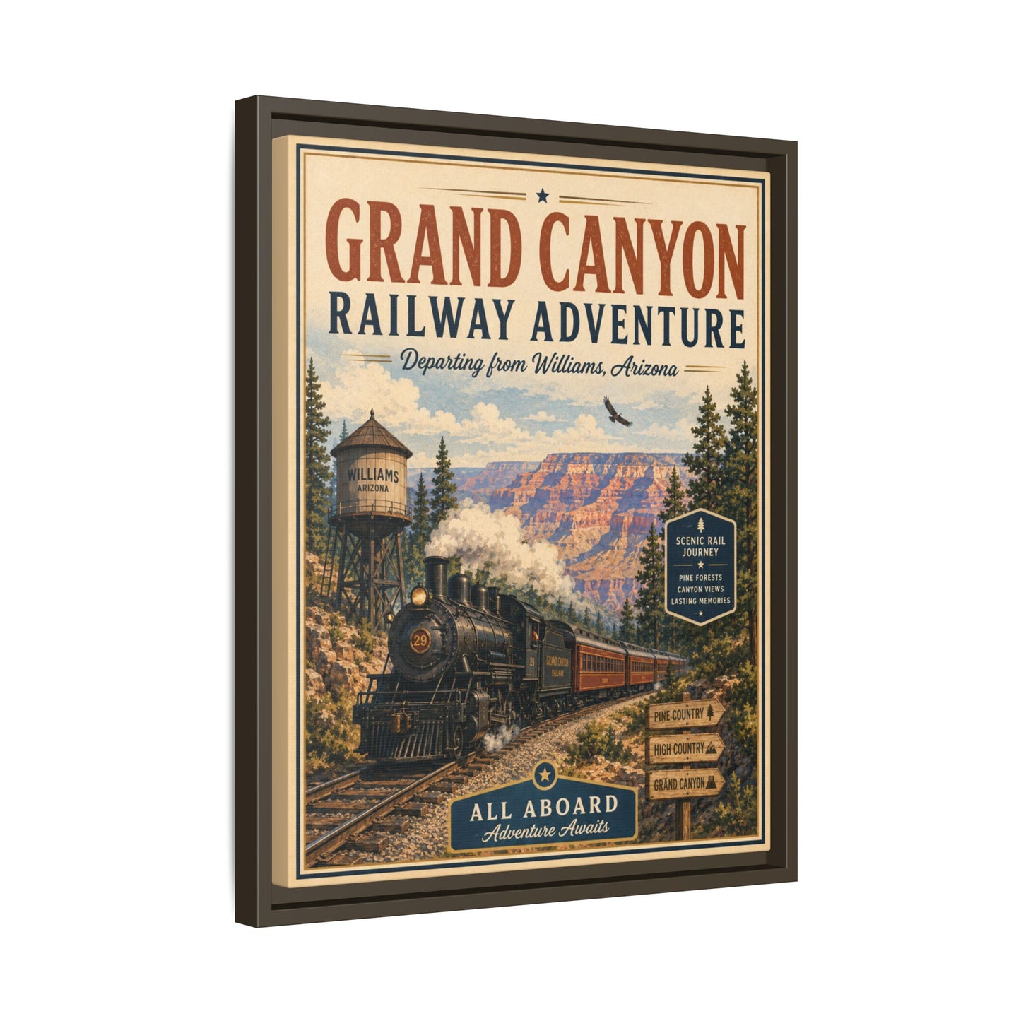 Grand Canyon Railway Adventure Framed Canvas Print