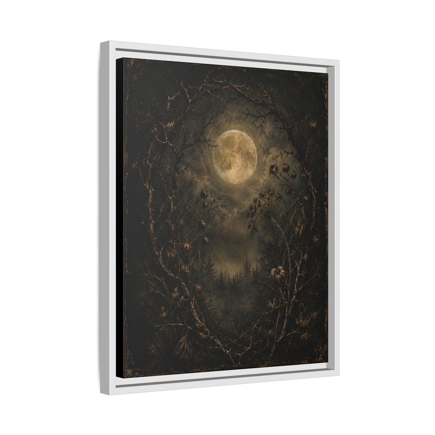 Moonlit Forest Matte Framed Canvas