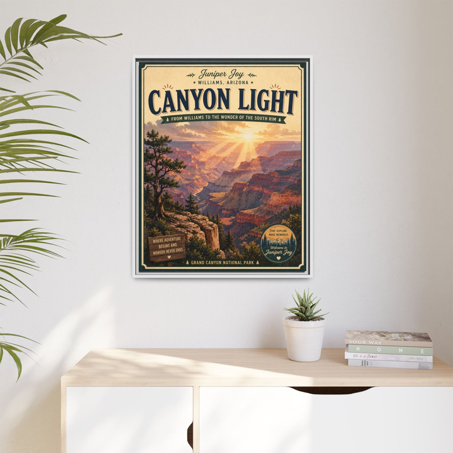Canyon Light Framed Canvas Art — Vintage National Park Travel Poster