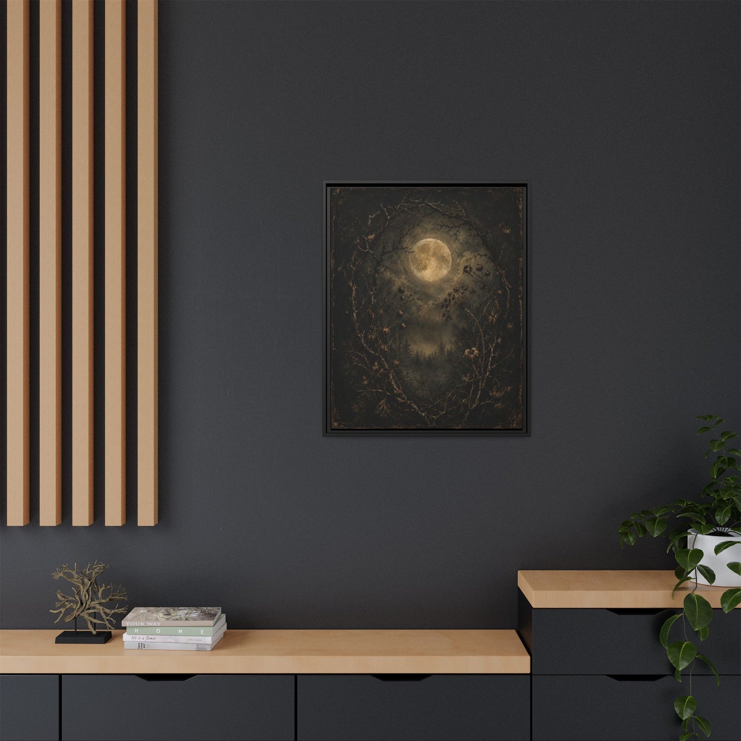 Moonlit Forest Matte Framed Canvas