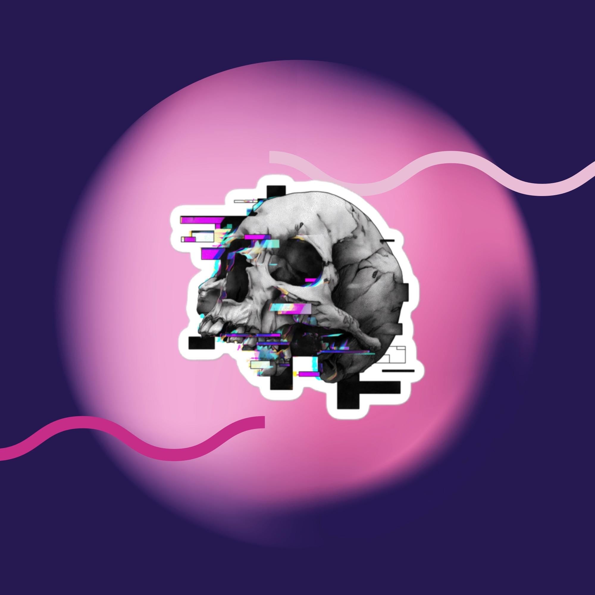 Glitched Skull Bubble-free stickers