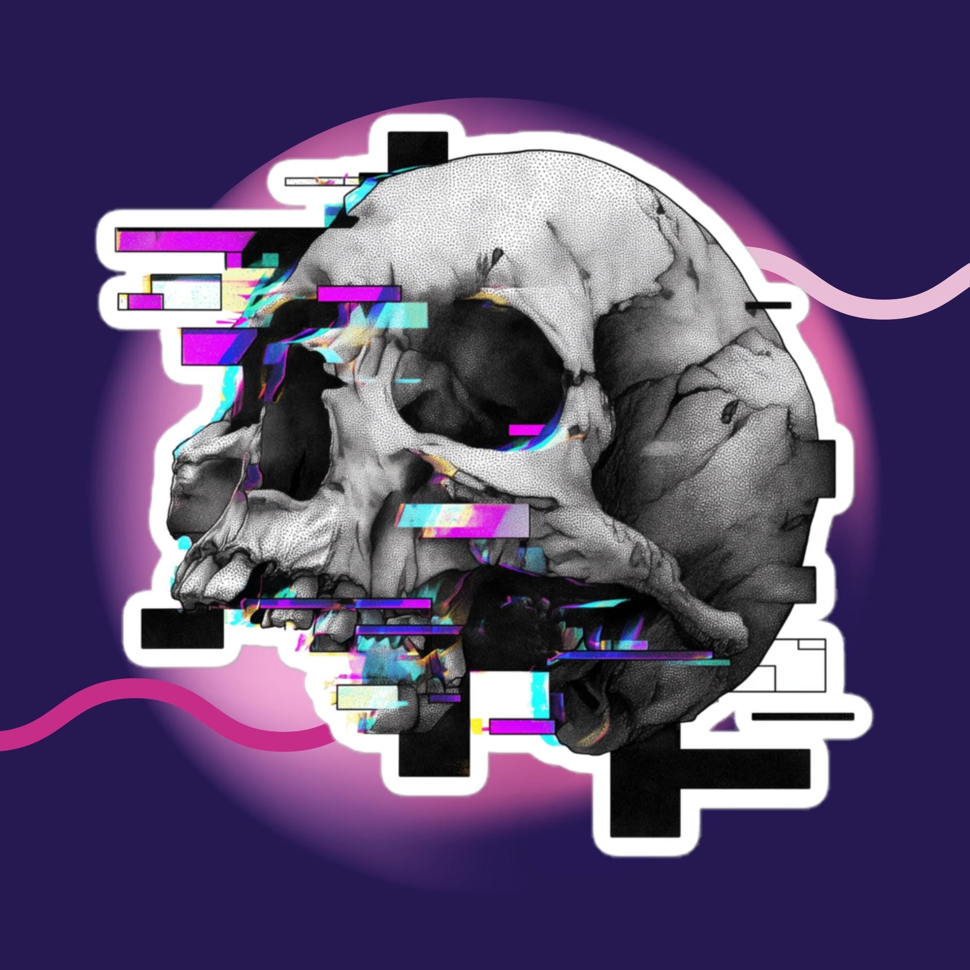 Glitched Skull Bubble-free stickers