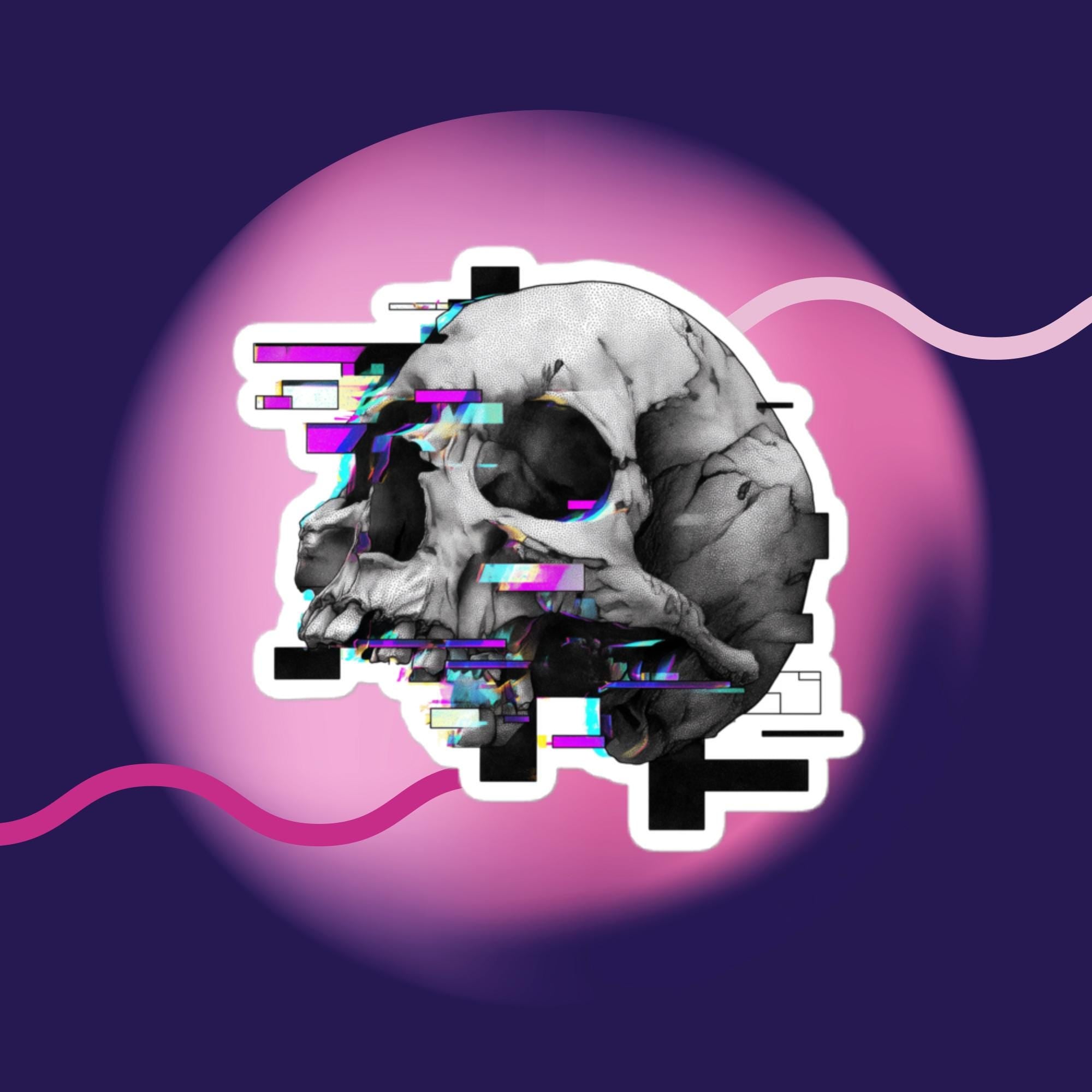 Glitched Skull Bubble-free stickers