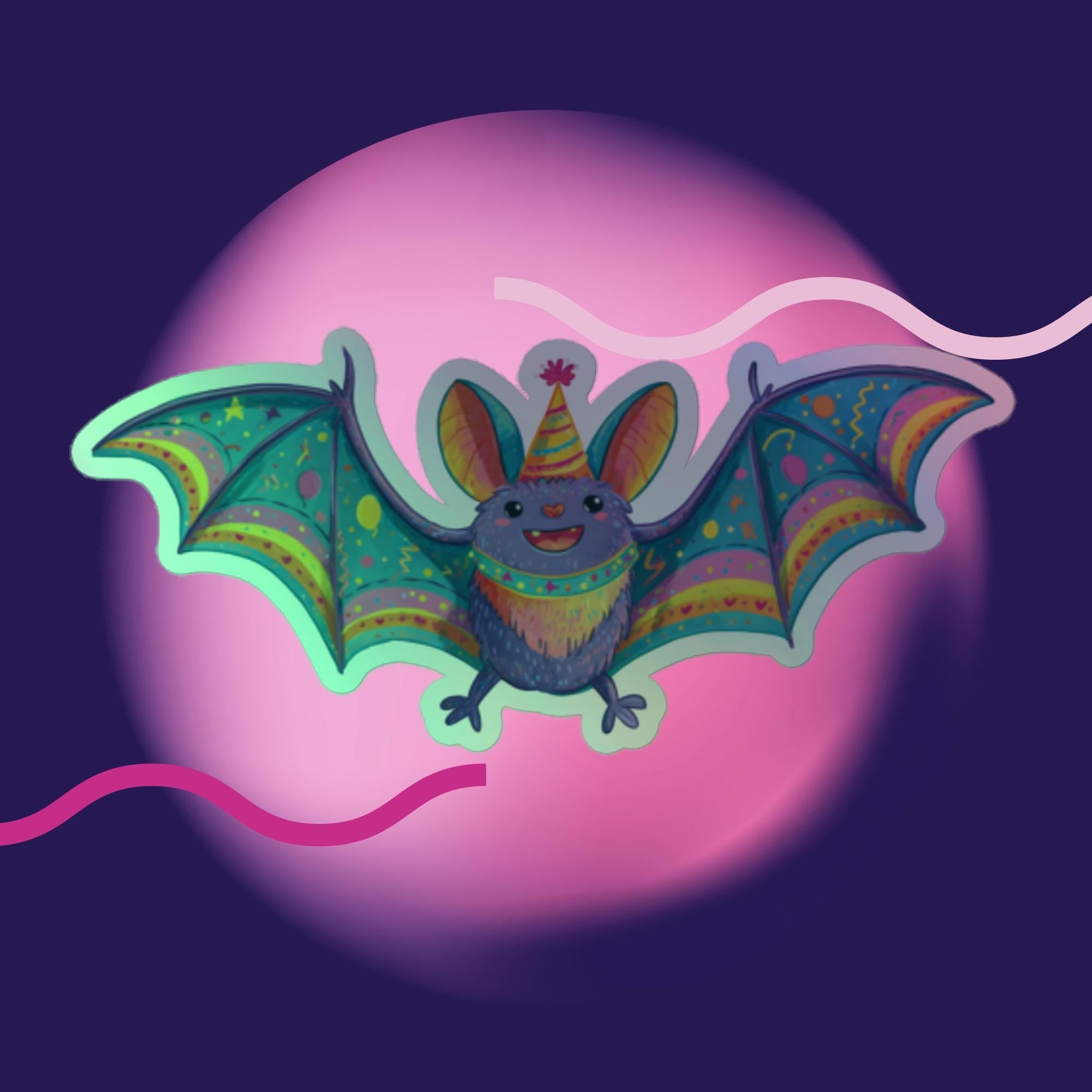 Bingo the Birthday Bat Sticker (Foil) - Mini Batty Birthday Collection
