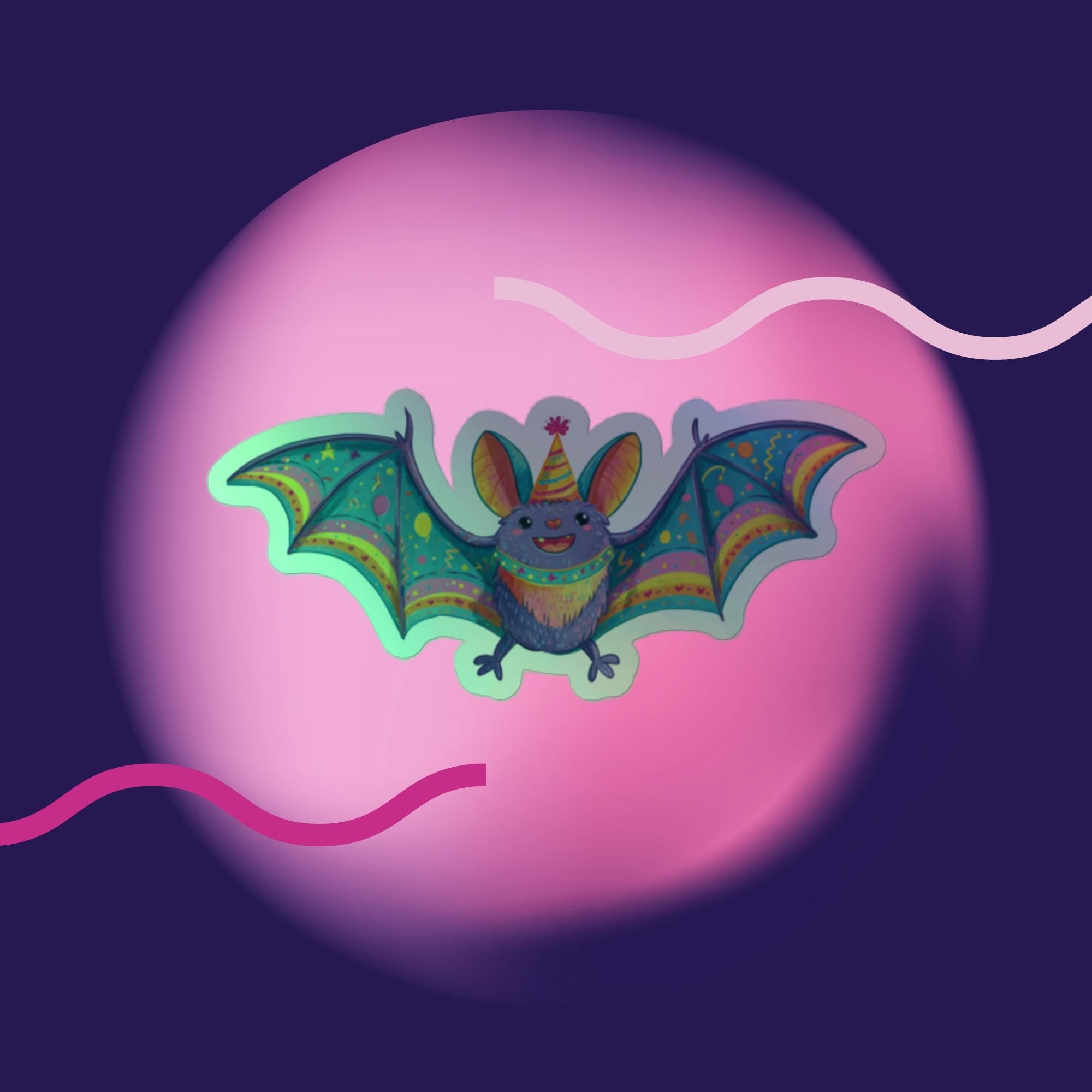 Bingo the Birthday Bat Sticker (Foil) - Mini Batty Birthday Collection