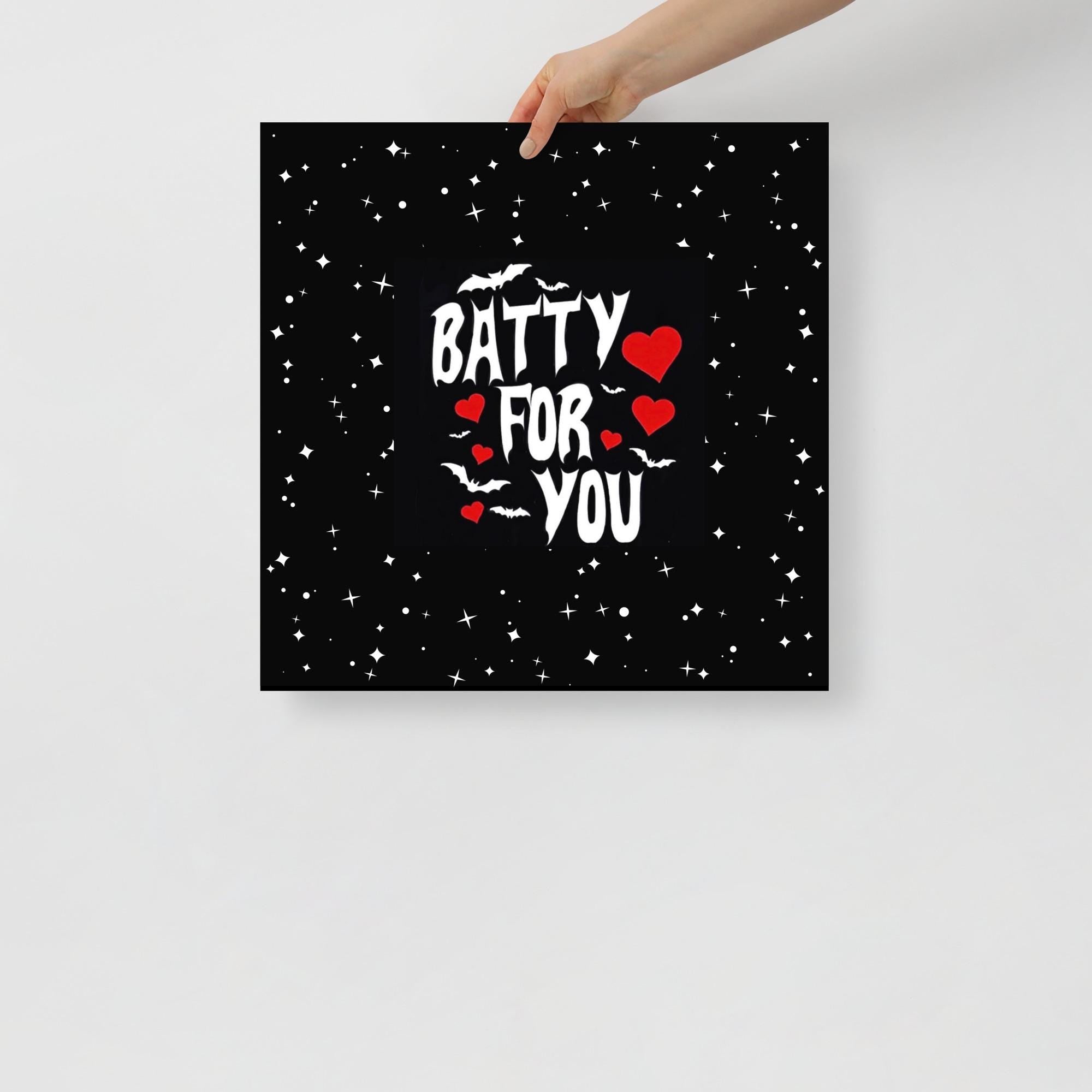 Batty For You Gothic Poster | Valentine Wall Art | Bat Lover Gift | Spooky Cute Decor | Gothic Romance Print | Halloween Decor