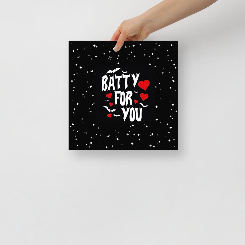 Batty For You Gothic Poster | Valentine Wall Art | Bat Lover Gift | Spooky Cute Decor | Gothic Romance Print | Halloween Decor