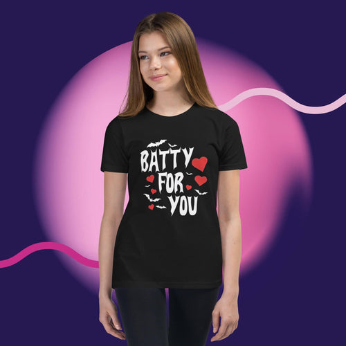 Batty For You Youth T-Shirt | Kids Bat Shirt | Halloween Tee | Gothic Kids Apparel | Spooky Cute Shirt | Bat Lover Gift