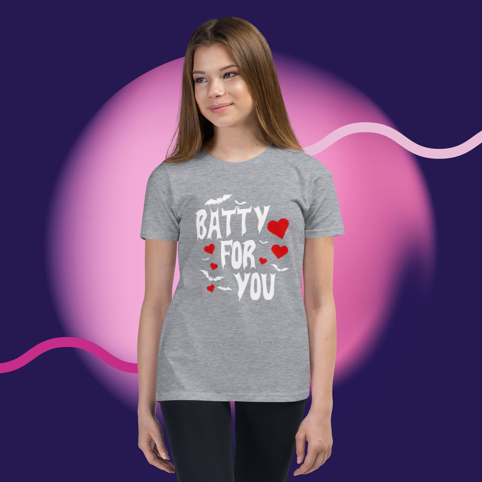 Batty For You Youth T-Shirt | Kids Bat Shirt | Halloween Tee | Gothic Kids Apparel | Spooky Cute Shirt | Bat Lover Gift