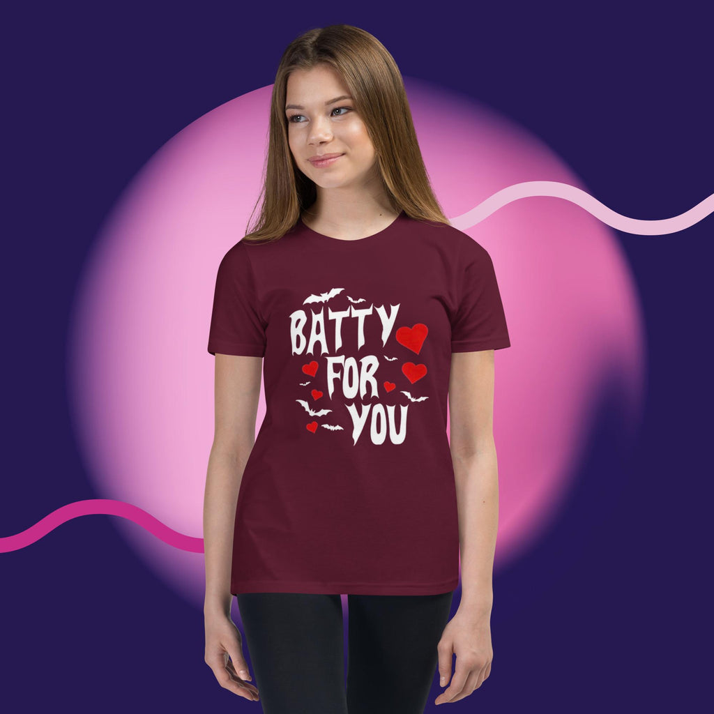 Batty For You Youth T-Shirt | Kids Bat Shirt | Halloween Tee | Gothic Kids Apparel | Spooky Cute Shirt | Bat Lover Gift