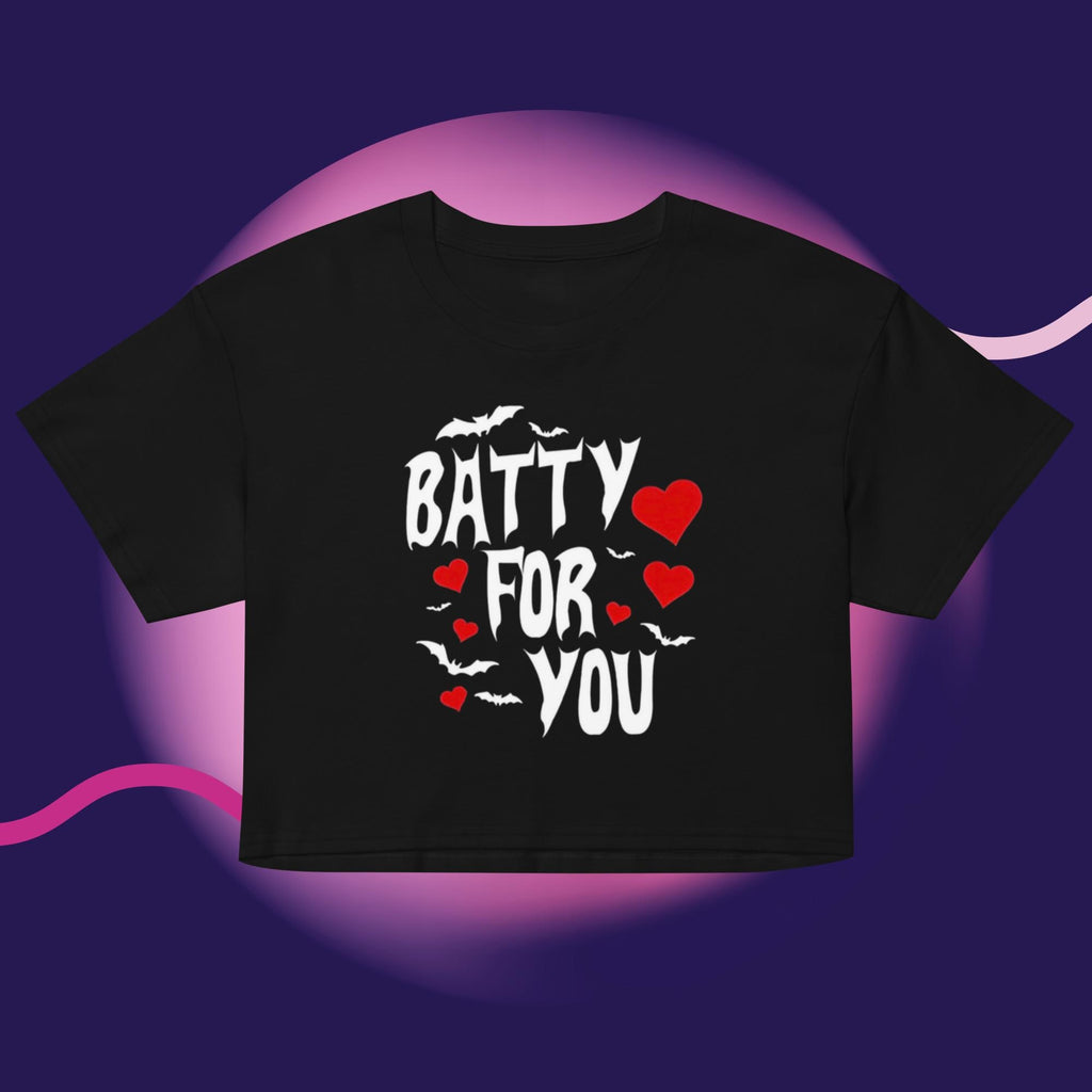 Batty For You Crop Top | Gothic Crop Tee | Bat Lover Shirt | Halloween Crop Top | Spooky Cute Apparel | Alternative Fashion