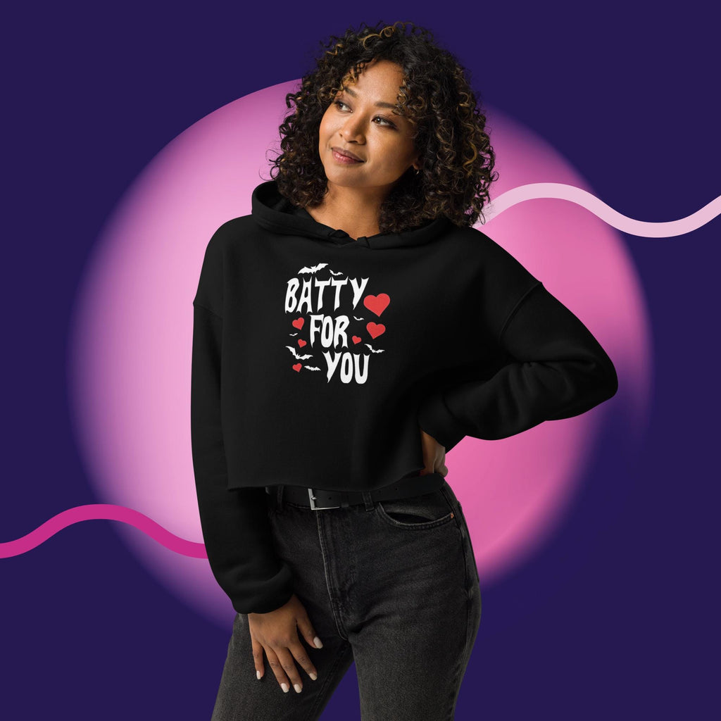 Batty For You Cropped Hoodie | Gothic Hoodie | Bat Lover Sweatshirt | Halloween Hoodie | Spooky Cute Fashion | Alternative Apparel