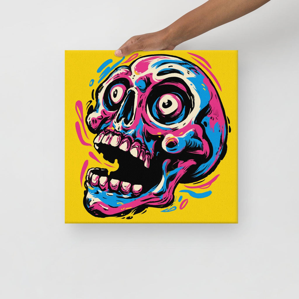 Pop Art Skull Canvas Wall Art | Neon Skull Decor | Retro Gothic Canvas Print | Alternative Wall Decor | Colorful Skull Art