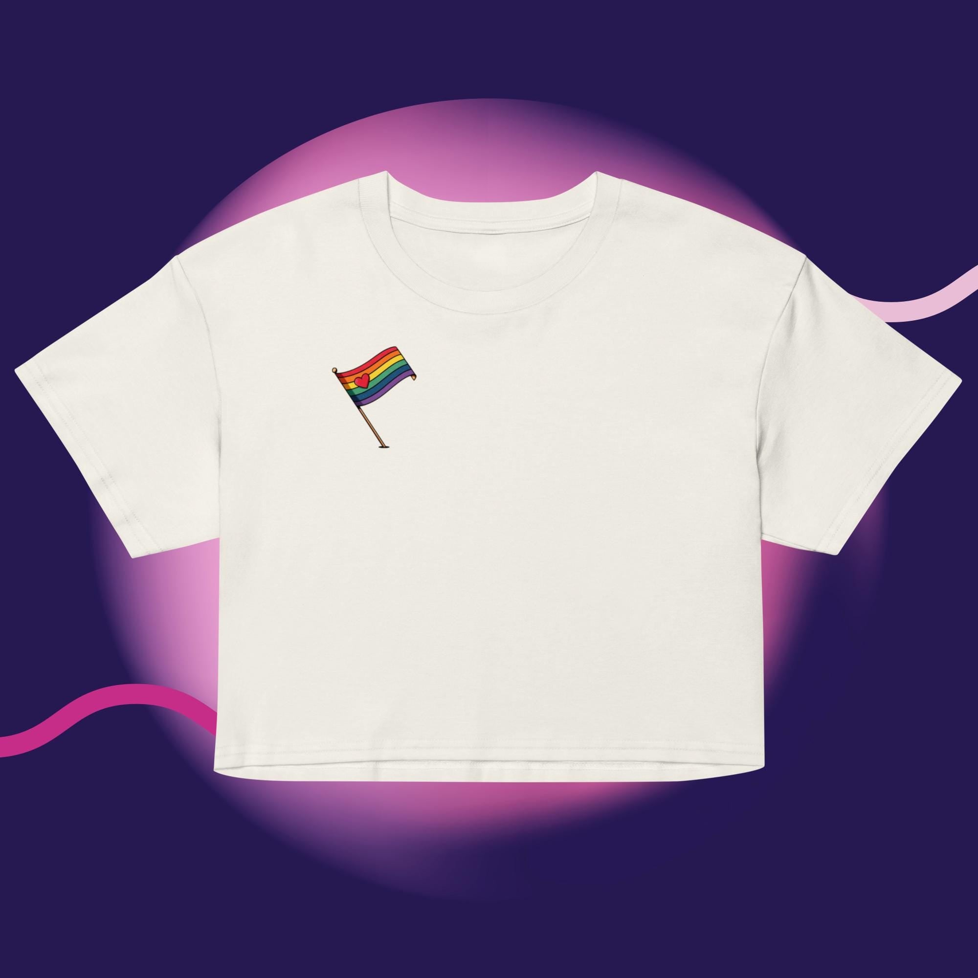 Rainbow Pride Flag Crop Top | LGBTQ Crop Tee | Gay Pride Shirt | Cute Pride Apparel | Rainbow Heart Top | LGBTQ Gift