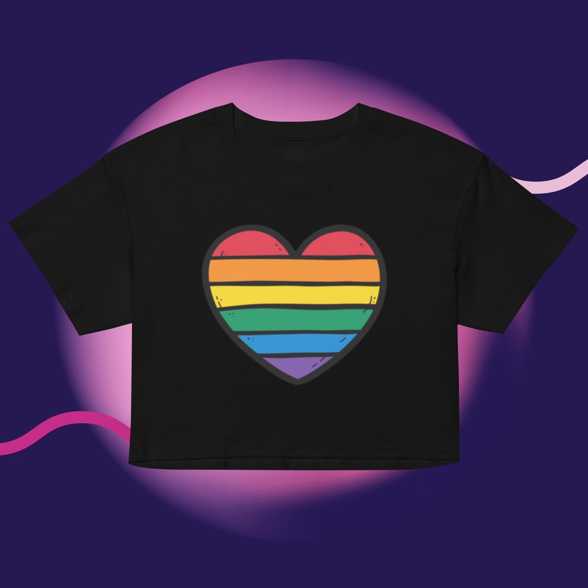 Rainbow Heart Crop Top | LGBTQ Pride Shirt | Gay Pride Crop Tee | Queer Fashion | Rainbow Heart Shirt | Pride Month Top