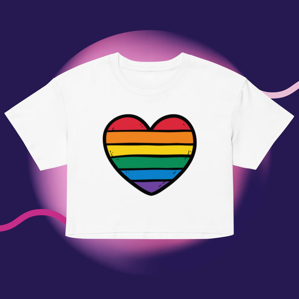 Rainbow Heart Crop Top | LGBTQ Pride Shirt | Gay Pride Crop Tee | Queer Fashion | Rainbow Heart Shirt | Pride Month Top