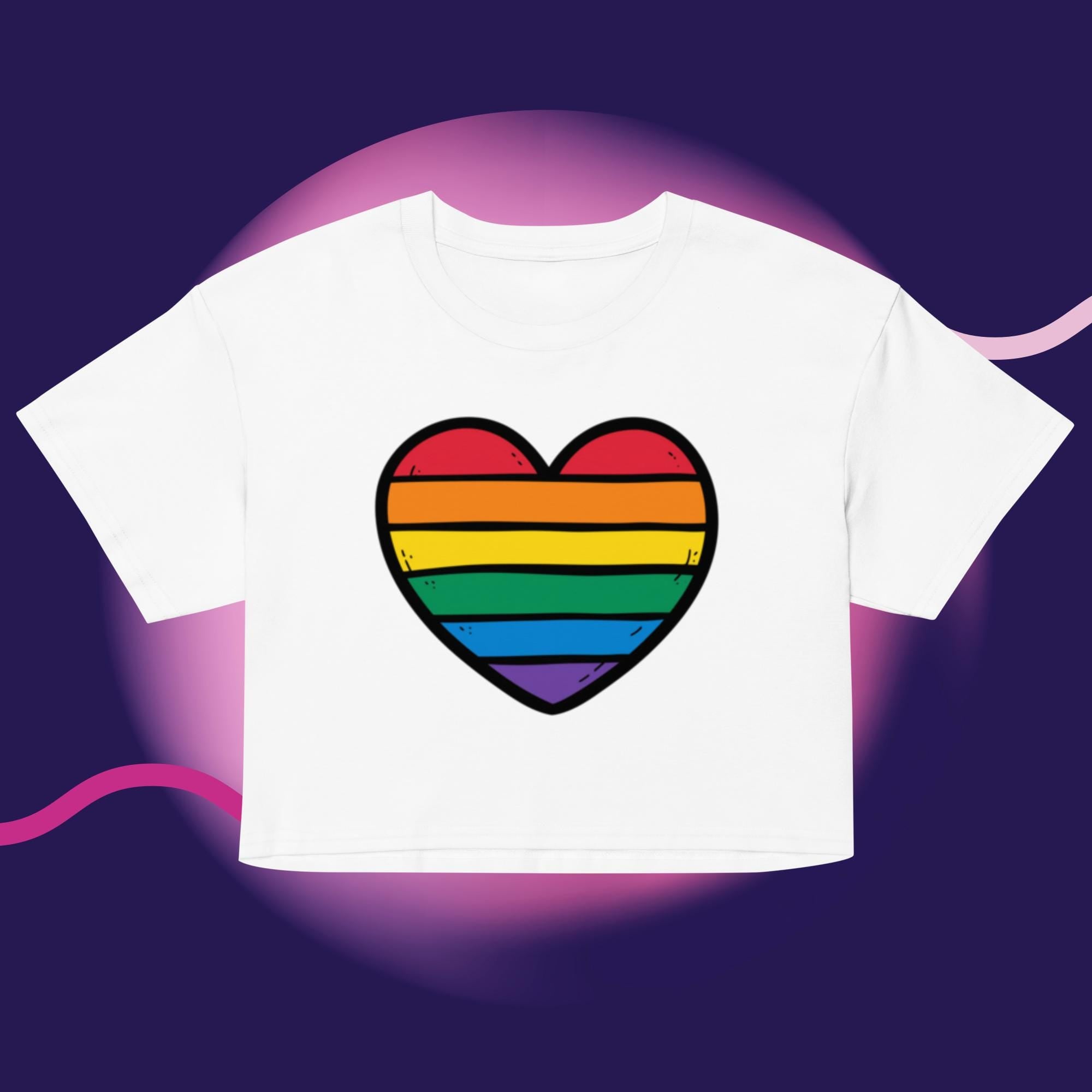 Rainbow Heart Crop Top | LGBTQ Pride Shirt | Gay Pride Crop Tee | Queer Fashion | Rainbow Heart Shirt | Pride Month Top