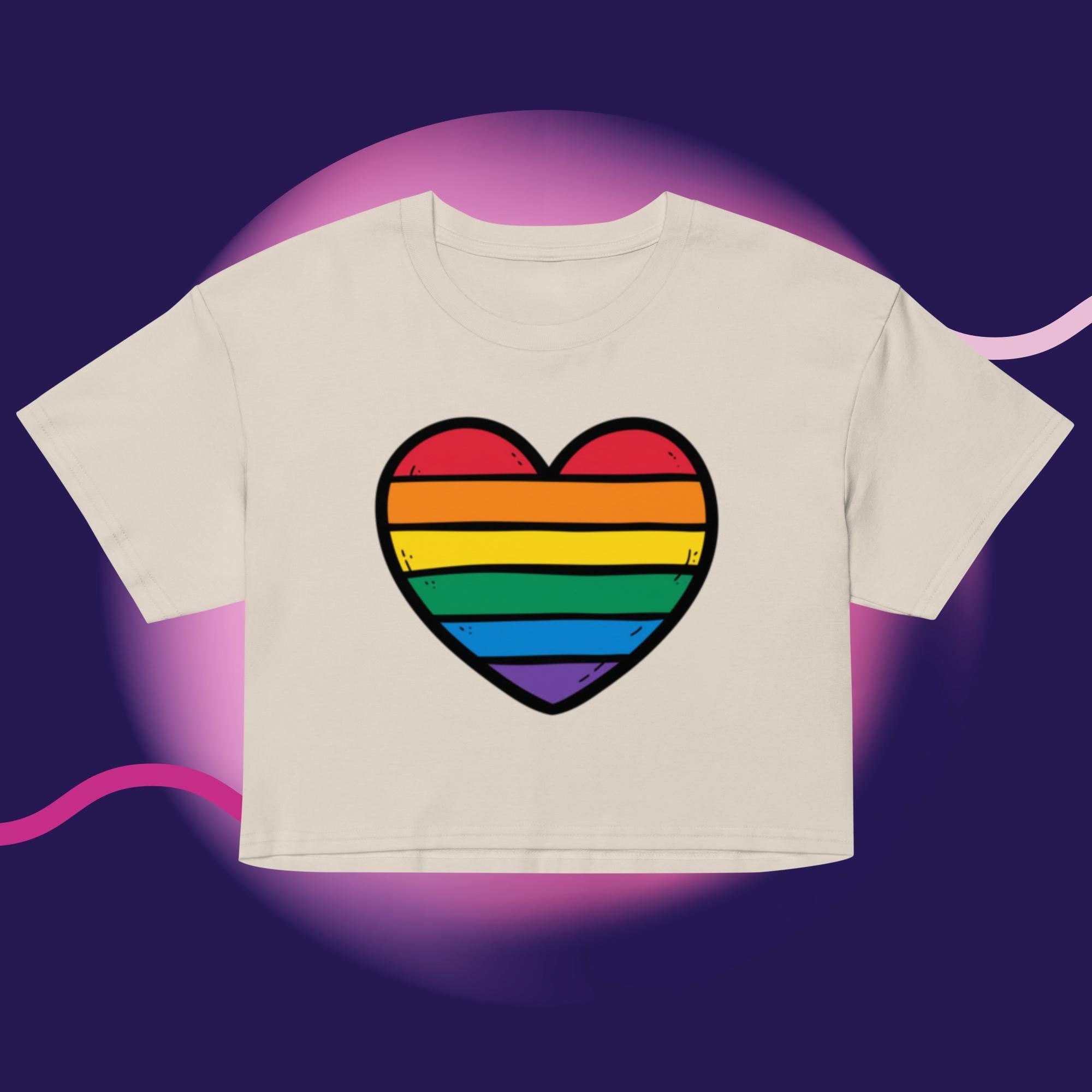 Rainbow Heart Crop Top | LGBTQ Pride Shirt | Gay Pride Crop Tee | Queer Fashion | Rainbow Heart Shirt | Pride Month Top