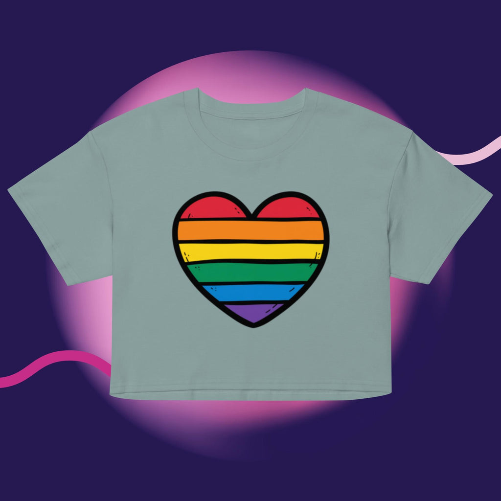 Rainbow Heart Crop Top | LGBTQ Pride Shirt | Gay Pride Crop Tee | Queer Fashion | Rainbow Heart Shirt | Pride Month Top