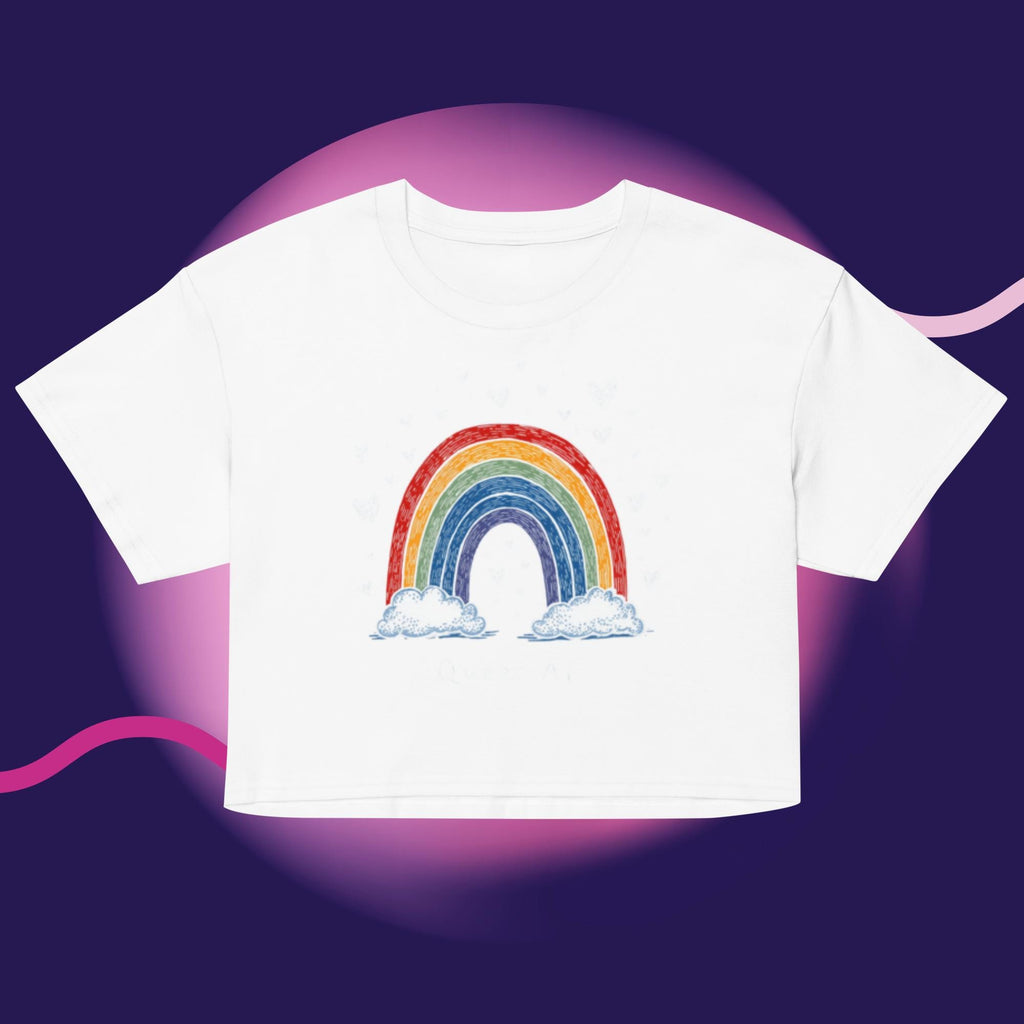 Queer AF Rainbow Crop Top | Funny LGBTQ Pride Shirt | Gay Pride Crop Tee | Pride Month Shirt | Rainbow Pride Top