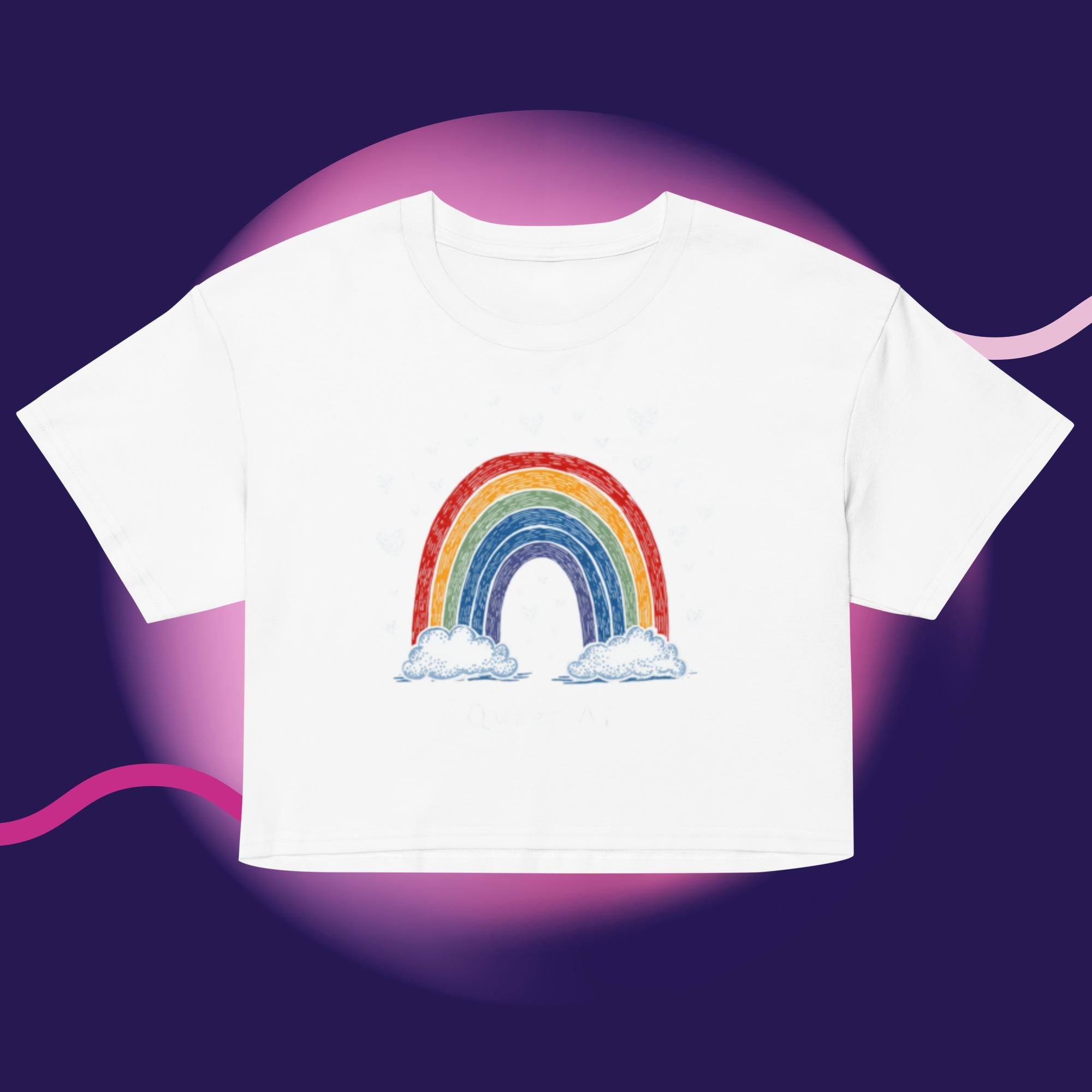 Queer AF Rainbow Crop Top | Funny LGBTQ Pride Shirt | Gay Pride Crop Tee | Pride Month Shirt | Rainbow Pride Top