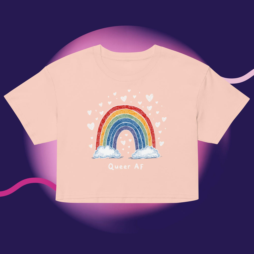 Queer AF Rainbow Crop Top | Funny LGBTQ Pride Shirt | Gay Pride Crop Tee | Pride Month Shirt | Rainbow Pride Top