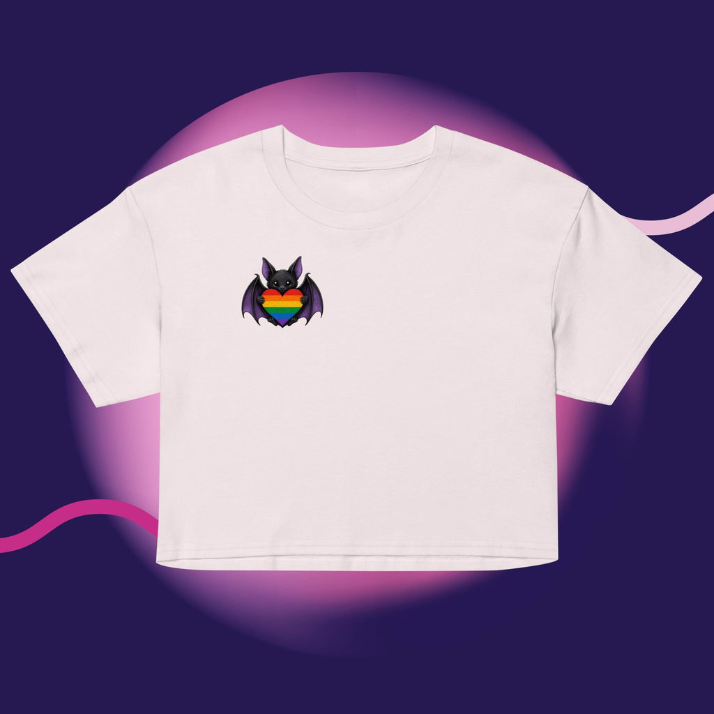 Pride Bat Crop Top | Rainbow Heart Bat Shirt | LGBTQ Pride Crop Tee | Cute Goth Pride Shirt | Bat Lover Gift
