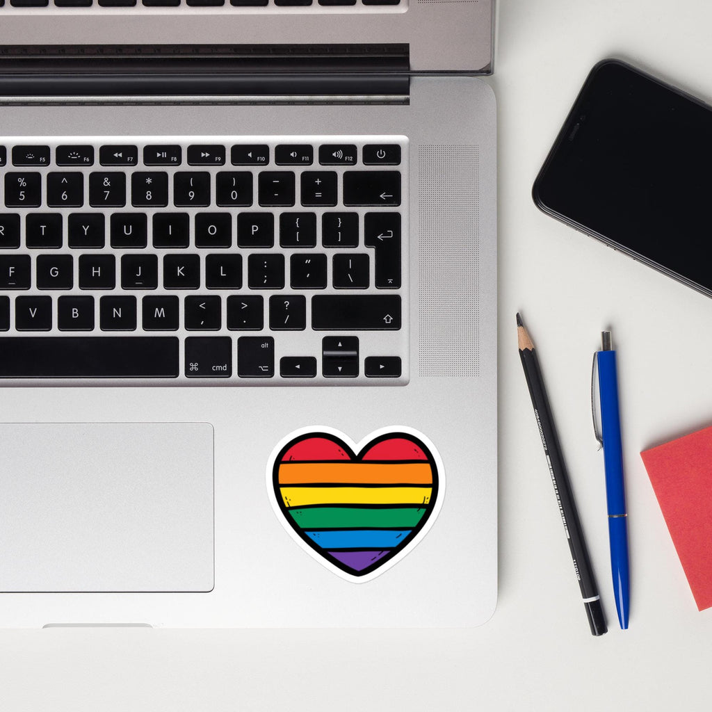 Rainbow Heart Pride Sticker | LGBTQ Vinyl Decal | Gay Pride Sticker | Rainbow Heart Decal | Laptop Water Bottle Sticker